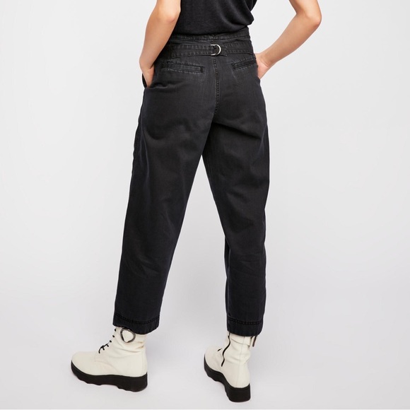 Free People Boyfriend Pink Cropped High Waist Wide Leg Chino Pants Size 12 - Picture 9 of 9